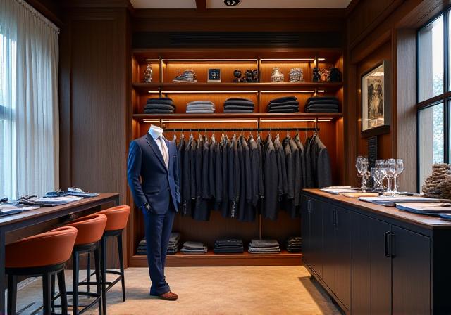 Wnętrze eleganckiego studia krawieckiego Rozmaryn Męski